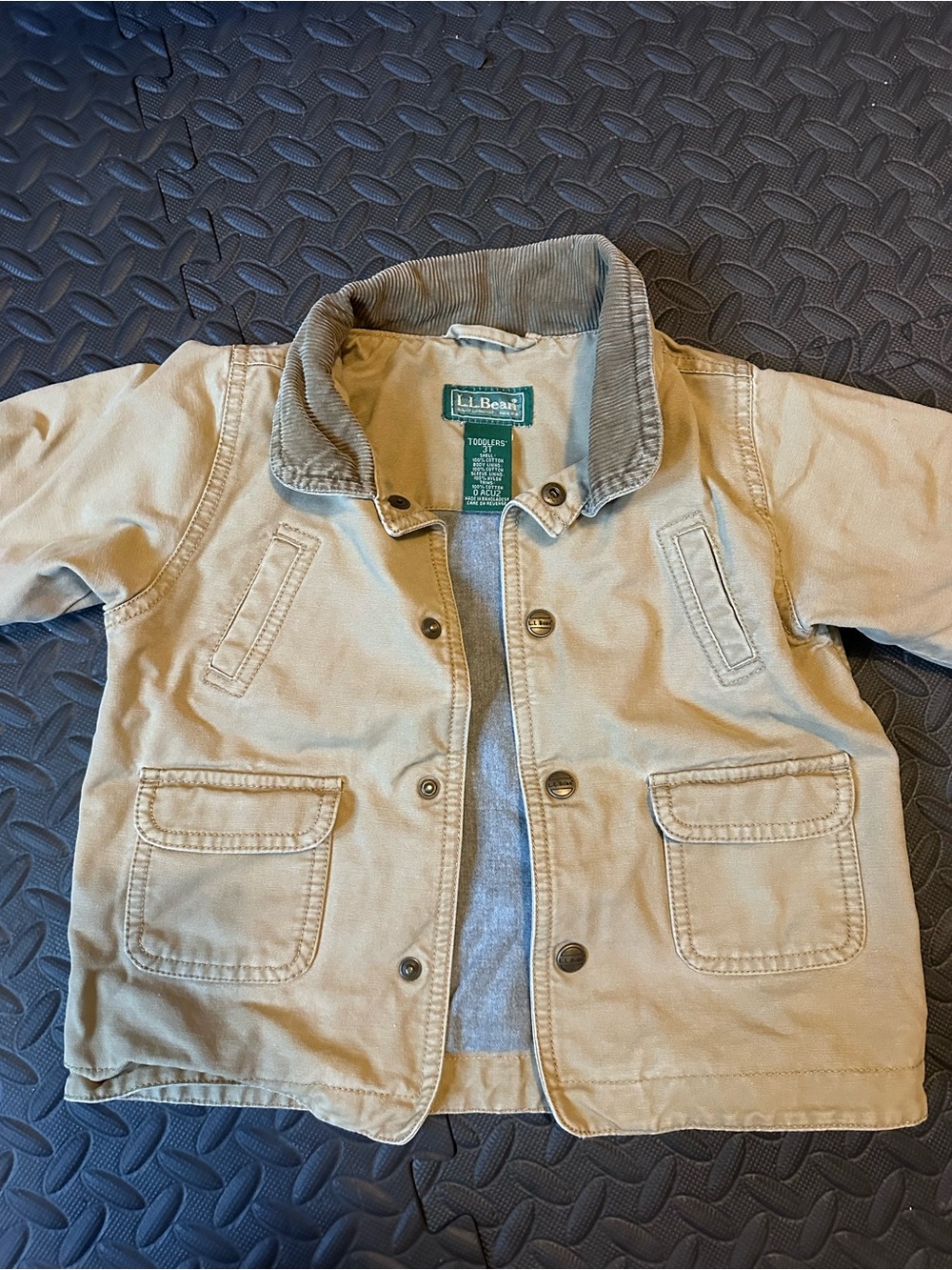 L.L. Bean Kids Tan Canvas Jacket with Corduroy Collar